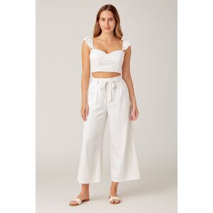 AZURA Wide Leg‎ Crop Top Cotton Set White Medium